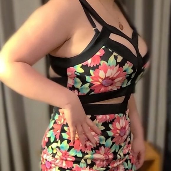Floral Cage Party Dress - Picture 1 of 2